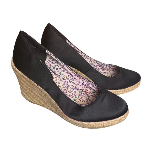Rampage Matilda Black Espadrille Wedge Heels 7M summer wedge Jute Platform beach - Picture 4 of 11